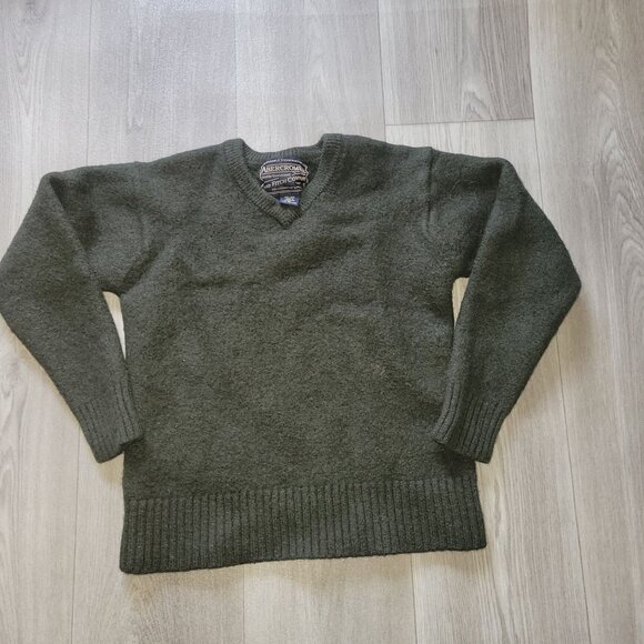Abercrombie & Fitch Sm Medium Wool Sweater V-Neck Forest Green - Picture 5 of 6